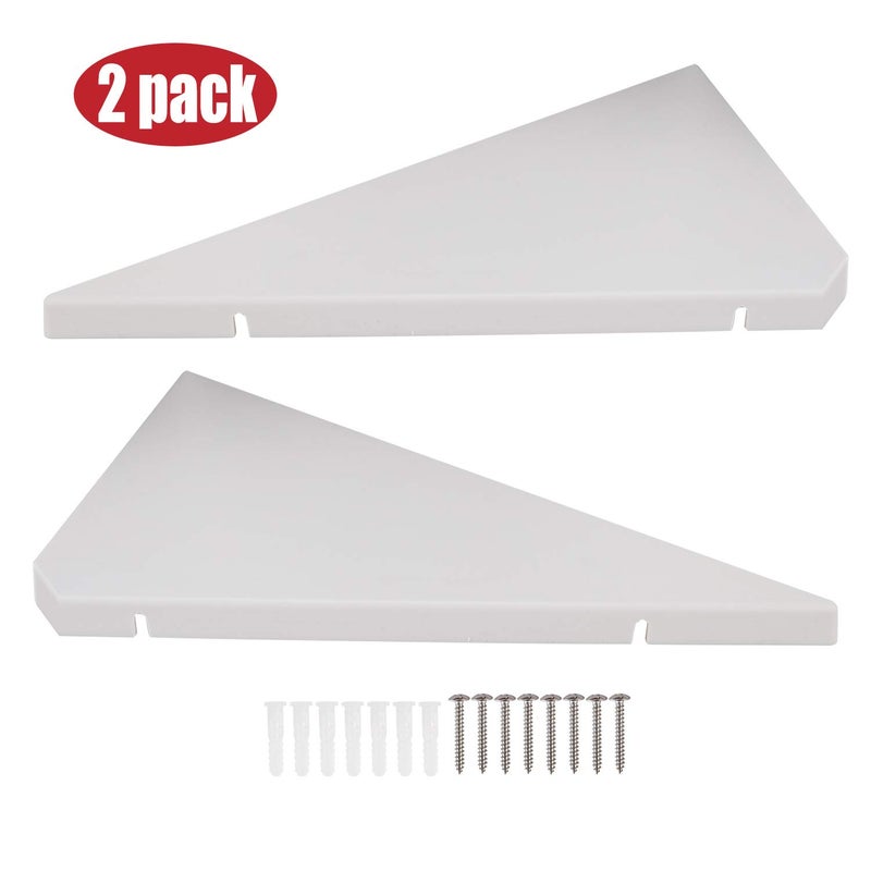 evron Corner Mounting Shelf Set of 2 â€“ Easy to Install Floating Wall Shelves with Wood Grain Finish, Durable and Waterproof ABS Plastic for Kitchen, Bathroom, Living Room Home DÃ©cor - Image 2